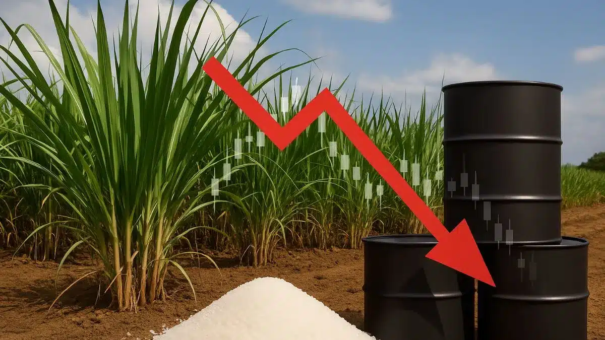 Açúcar fecha em leve queda com recuo do petróleo e pressão sobre o etanol