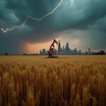 Trigo fecha em queda em Chicago, mas volatilidade persiste com petróleo em alta e tensões geopolíticas