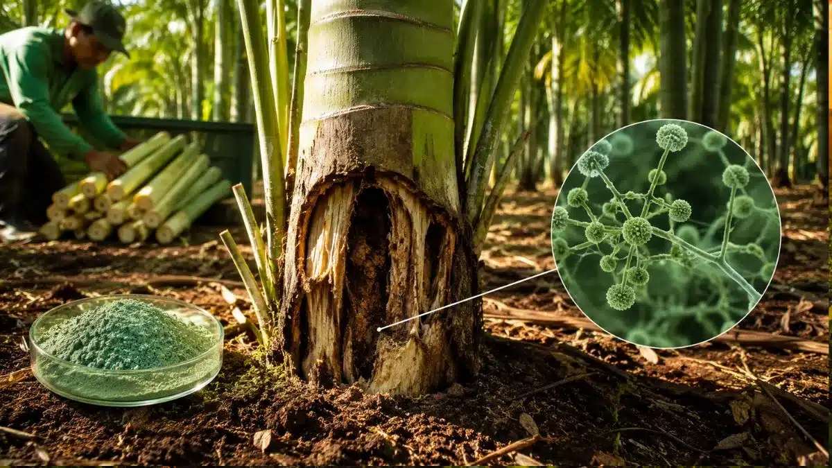 Trichoderma combate podridão da base do caule em pupunheira e fortalece a produção de palmito